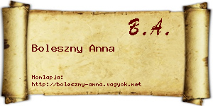 Boleszny Anna névjegykártya